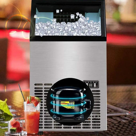 Top Shelf Countertop Nugget Ice Maker Chilling 120 Pounds Daily With Solid 33 Pound Storage smooth operator vibe on kitchen surface.