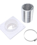 Super Cool 4 Inch Dryer Vent Connector Kit With Quick Lock Coupling And 8 Foot Flexible Foam Hose Plus Rotating Wall Plate Flange For Easy Laundry Room Or Bathroom Exhaust Setup And Lint Cleaning Maintenance, 4 inch kit with hose and wall flange