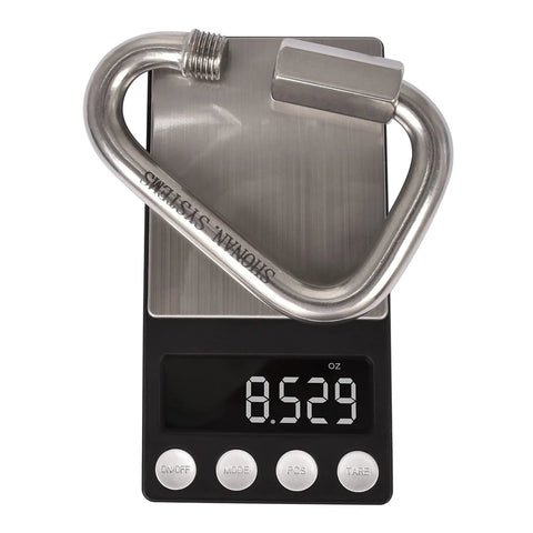 Large 4.1 Inch Triangle Quick Link Made From Marine Grade Stainless Steel 316 Heavy Duty Rigging Connector shown on scale