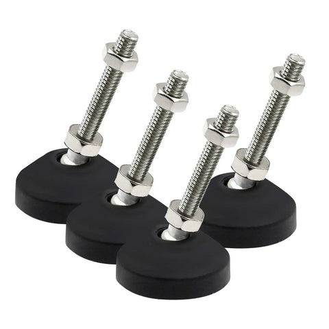 Set Of Four Swivel Furniture Leg Levelers With Adjustable Glide Feet For Tables, Chairs, Cabinets, Workbenches, And Shelving Racks - Easy Install, No Wobble, 1.9 Inch Base Diameter, M8 Thread Size, 1.9 Inch Thread Length, Includes T Nuts