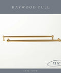 Haywood 4 Pack Brushed Brass Cabinet Pulls 12.5 Inch Solid Zinc Alloy Handles on plain background