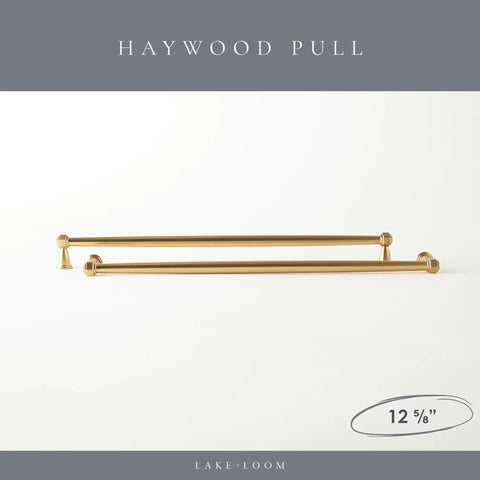 Haywood 4 Pack Brushed Brass Cabinet Pulls 12.5 Inch Solid Zinc Alloy Handles on plain background