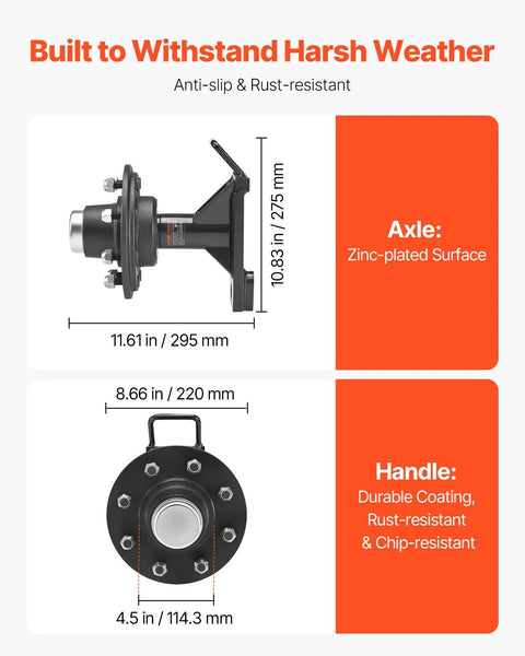 Tough As Nails 8 Lug Shipping Container Wheel Kit featuring zinc-plated axle and durable handle with rust resistance.