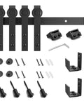 5Ft Mini Double Door Barn Door Hardware Kit For TV Stands And Cabinets Durable Black Steel Track with hardware components
