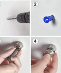 Beefy 1 Inch Stainless Steel Standoff Screws 4 Pack Rock Solid Wall Mount Spacers For Glass Acrylic Frames With Tight Threading And Rust Proof Finish For Quick No Sweat Installation, installation steps showing drill and screw use.