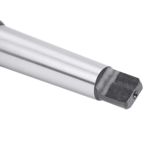 Morse taper drill sleeve extension MT3 to MT2 adapter, steel, close-up of square drive end