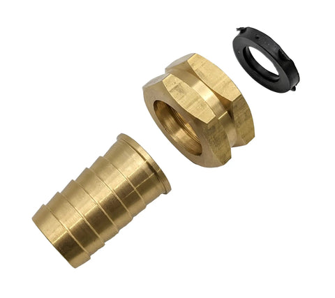 Beefy Built Tough Heavy Duty Brass Garden Hose Adapter Swivel Fitting With Three Quarter Inch Barb And Three Quarter Inch GHT Female Connector For High Pressure Outdoor Hoses And Irrigation Rust Resistant Durable Two Pack brass adapter parts
