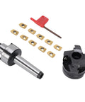 High Speed CNC Milling Cutter Kit With Indexable Carbide Inserts, 11 blades, precision machined steel cutter, includes a tool wrench.