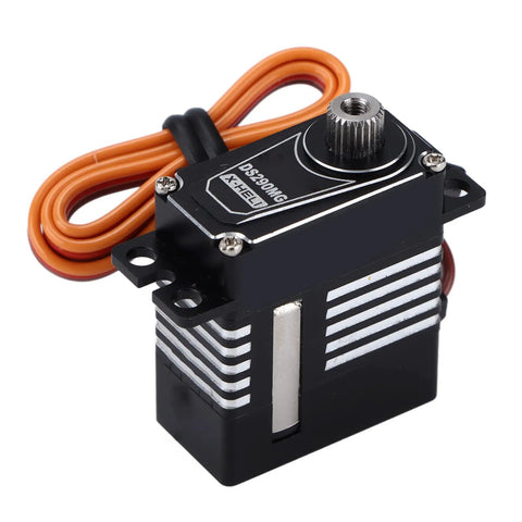 Premium Full Metal Waterproof Steering Gear Servo DS290MG with aluminum housing and orange wires for RC pilots.