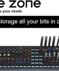 Four Piece Bit Organizer Set With 158 Hole Bit Storage For Quarter Inch Hex Bits on pegboard system