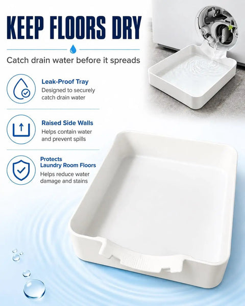 Front Load Washer Drip Pan Universal Drain Tray Leak Proof Floor Protector Catcher For Laundry Rooms Anti Overflow Guard