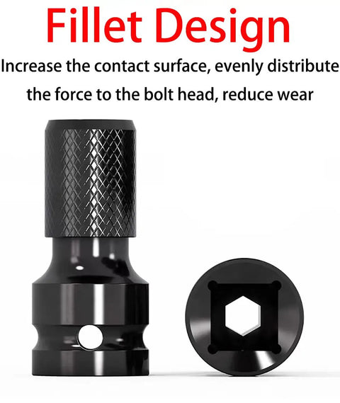 Two Pack 1/2 Inch Square Drive To 1/4 Inch Hex Female Socket Adapter with Fillet Design for Impact Wrench