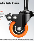 Heavy Duty 2 Inch Swivel Caster Wheels With Half Inch Stem 13 UNC Locking Casters Set Of Four For Cart And Furniture Quiet Industrial Castors Built For Smooth Moves And Easy Maneuvering, double brake close-up