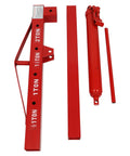 Heavy Duty Folding Hydraulic Engine Crane Hoist, 2 Ton Cherry Picker Rig parts in red showing lifting components and accessories.
