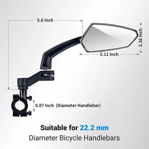 Dope EBike Handlebars Mirror Set, 360 Degree Adjustable Bicycle Rear View Mirrors, 22.2mm Diameter, universal bike accessories shown.