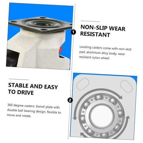 Beefy Heavy Duty Leveling Swivel Casters 4 Pack With 500kg Load Capacity Industrial Plate Caster Wheels For Workbenches Utility Carts And Equipment 360 Degree Swivel With Double Ball Bearing Easy Roll Transport Wheels, aluminum body