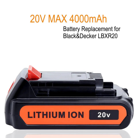 Twin Pack 4000mAh 20V Max LBXR20 Replacement Battery For Black And Decker Outdoor Tools High Capacity Lithium Ion 80Wh