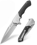 3.6 Inch D2 Steel Pocket Knife For Men With G10 Handle Dope Do It All EDC Folding Knife For Everyday Carry Strong Edge Retention Textured Grip Smooth Flipping Action, open and closed