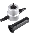 Nibbler Cutter Double Head Sheet Metal Cutter Electric Drill Attachment with handle, shown from side view