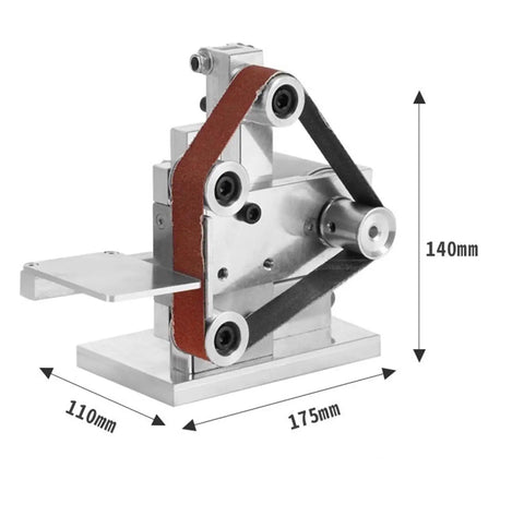 Mini Electric Belt Sander Desktop Grinder Badass Polisher And Edge Sharpener Crushing Dust With Kickin Torque for woodwork, 175mm x 140mm.