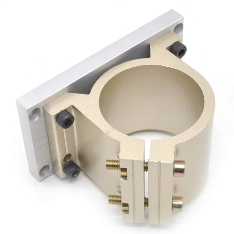 Beefed Up 80mm CNC Spindle Motor Clamp Mount Bracket with Gantry Plate for 1.5KW and 0.8KW CNC Router, side angle view
