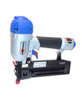 Heavy Duty 16G Air Powered Brad Nailer With Rugged Steel Mag Shoots One To Two Inch Pins Smooth Like Grease, side view.