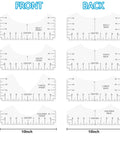 12 Pack T Shirt Ruler Guides for Vinyl Alignment and Centering Designs showing front and back measurement styles, PVC material.