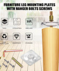 Rock Solid Silver Furniture Leg Mounting Plates Kit includes 50mm hanger bolts, 8 screws, and heavy-duty steel brackets.