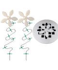 Two white flower Shower Drain Hair Catcher Disposable Hair Trap For Easy Installation in Shower Drain Cover Prevents Clogs 2 Pack