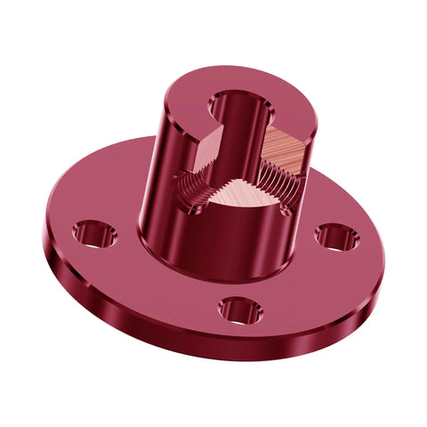 Pro Grade 5mm Flange Shaft Coupling With Chrome Plated C45 Carbon Steel Body Built Hella Tough For Zero Slop Power Transfer On Motors And Precision Machinery Builds, red color, showing internal threading.