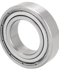 Close-up of a stainless steel bearing, S6904Z, side view, 20x37x9mm, for skateboards, part of 10 Pack Dope Stainless Steel Ball Bearings.