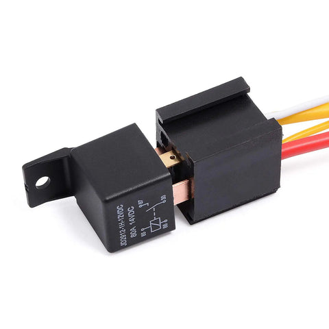 4 Pin Car And Truck Relay Socket Kit With Harness, Heavy Duty 12V DC SPST Normally Open Relay, 80A High-Current Automotive Relay Socket, 4-Wire Plug, JD2912-1H-12VDC Compatible, Pack Of 2, black relay with harness