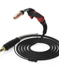 15ft 250 Amp MIG Welding Gun Stinger Replacement For Miller M25 169598 shown coiled with copper tip and black handle