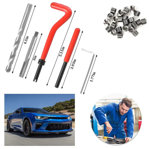M10 X 1.0mm Car Thread Repair Insert Kit Stainless Steel Helicoil Thread Repair Kit For Vehicles Cars SUVs Trucks RVs Hand Tool Set