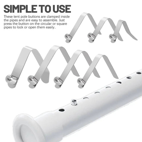 21 Pieces Push Button Spring Clips Kit In 7 Sizes Stainless Steel V Shaped Tent Pole Clips Spring Snap Clips.