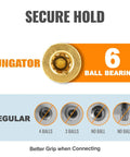 Close-up of brass quick connect coupler with six ball bearings for secure hold, highlighting Sungator brand feature of Eight Pack One Quarter Inch NPT Air Fittings Kit With Solid Brass Quick Connect Couplers And Plugs For Air Hoses And Compressors, Repair Kit, Easy Quick Connect Pneumatic Set.