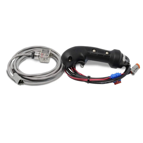 Hydraulic Multiplier Selector Diverter Valve with Joystick Handle for Easy Add Ons Like Grapples Snow Plows Snow Blowers and Augers Smooth 13 GPM Flow Control For Heavy Duty Terrain Work, black handle with connectors and cable