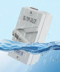 IP66 Waterproof Enclosed Motor Disconnect Switch 63A 2 Pole 220V For Indoor Outdoor Use, Weatherproof ABS Enclosure, Corrosion Resistant, High Temperature Tolerant, UV Protective, Built Tough on white enclosure in rain