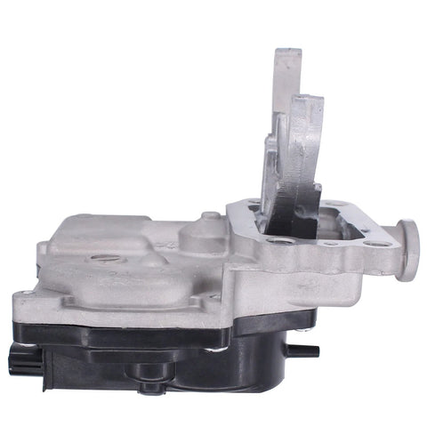 Side view of front 4WD differential vacuum actuator; silver aluminum body with black base