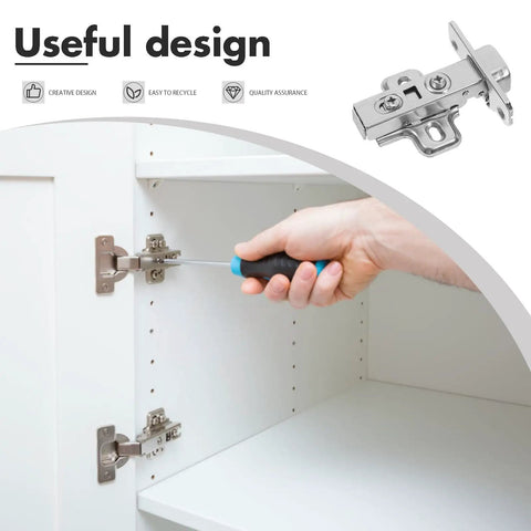 Installing heavy duty self-closing cabinet hinges with hydraulic soft-close on kitchen cabinet, showcasing design features.