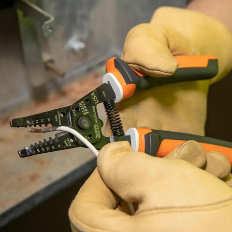 Electrician Insulated Wire Stripper And Cutter With 1000V Rating And VDE Certified Three Part White Warning Insulation In Use
