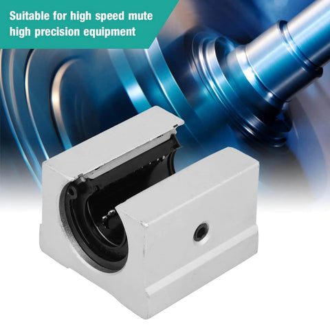 SBR16UU Aluminum Linear Motion Ball Bearing Slide Block For High Speed High Precision Equipment Smooth Low Friction Open Linear Roller Bearing Bushing For Linear Motion Guides Built To Last, shown close-up with aluminum housing