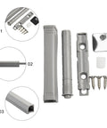 Components of Push To Open Drawer Door Catch With Magnetic Tip Latch Soft Close And Touch Release for cabinets, ABS gray finish