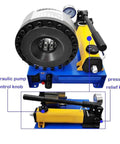 Heavy Duty Manual Hydraulic Crimping Machine High Pressure Pipe Tool with hydraulic pump and control knobs for hose applications.