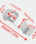 Heavy Duty Metal Picture Frame Backing Clips Set With Spring Rotating Clamps dimensions labeled in millimeters and inches