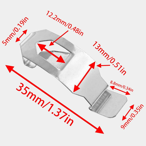 Heavy Duty Metal Picture Frame Backing Clips Set With Spring Rotating Clamps dimensions labeled in millimeters and inches