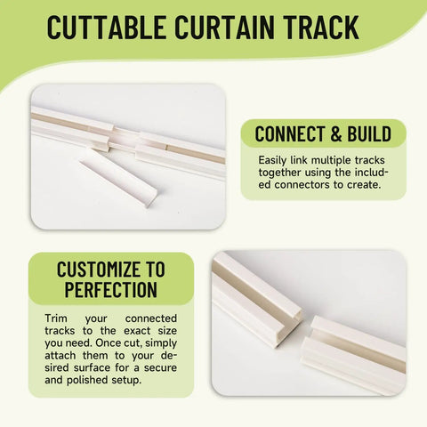 Self Adhesive Ceiling Curtain Track No Drill Curtain Rod For Windows Cabinets Closets Showers And RV Quick Install Damage Free Privacy Ready In Minutes Easy To Use white PVC cuttable curtain track connectors
