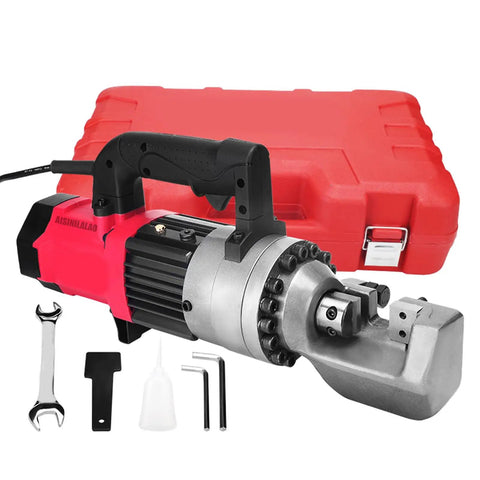 Beefy Portable Hydraulic Steel Bar Cutting Machine 220V 50Hz with toolbox, shown with accessories and compact design.