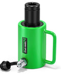 Image of a 20 Ton Hydraulic Hollow Jack with 2 Inch Stroke Center Through-Hole Design, featuring a green body and black top.