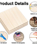 Six unfinished basswood sheets, 12 x 12 inches, 1/16 inch thick, for crafts and laser cutting